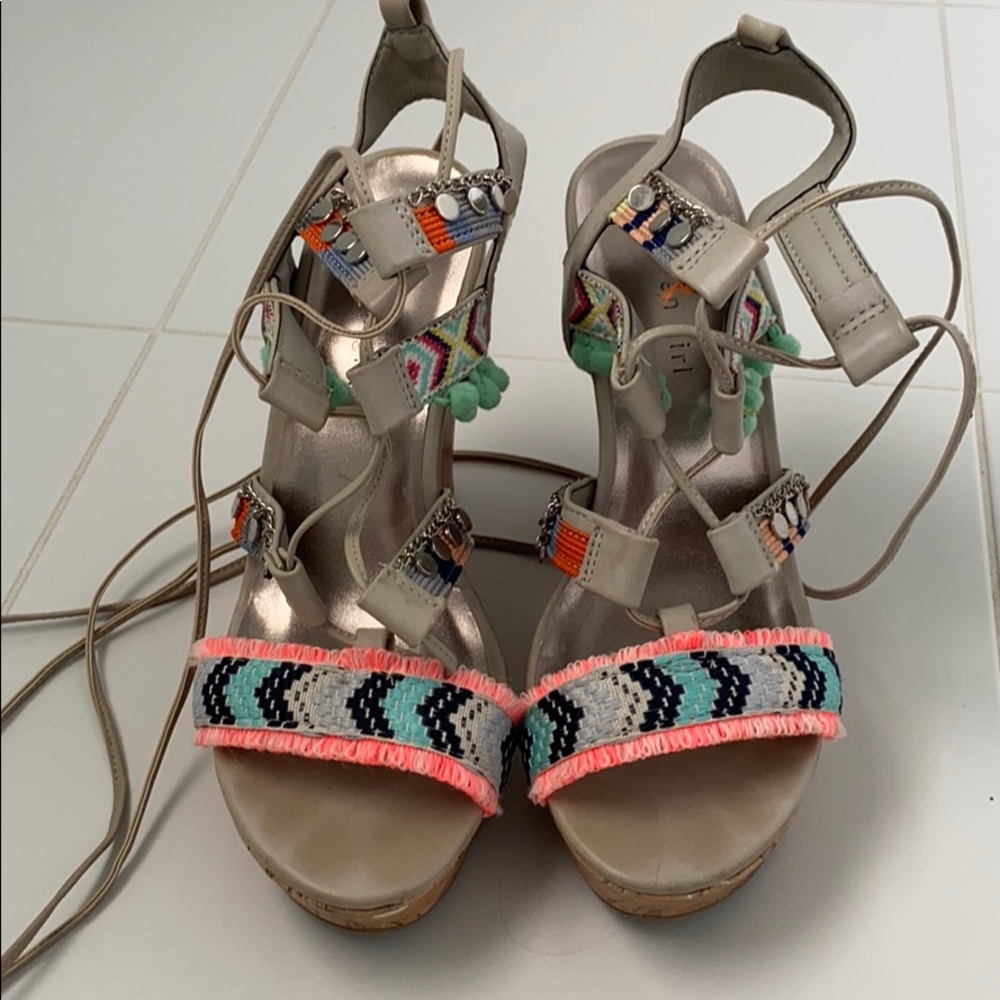 Madden Girl Multi Color Lace up Wedges